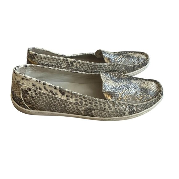 AGL Women's Snake Print Leather Loafers Flats Size 7 / 37 - Picture 2 of 8